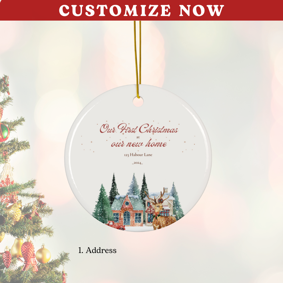 2025 Personalized New Home Christmas Circle Ceramic Ornament