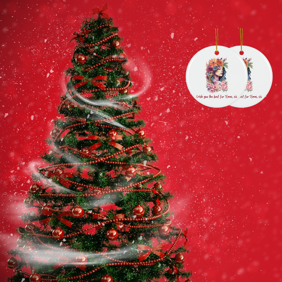 2025 Personalized Sisterhood Christmas Circle Ceramic Ornament