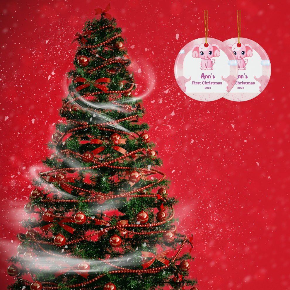 2025 Personalized Baby's First Christmas Circle Ceramic Ornament For Girl