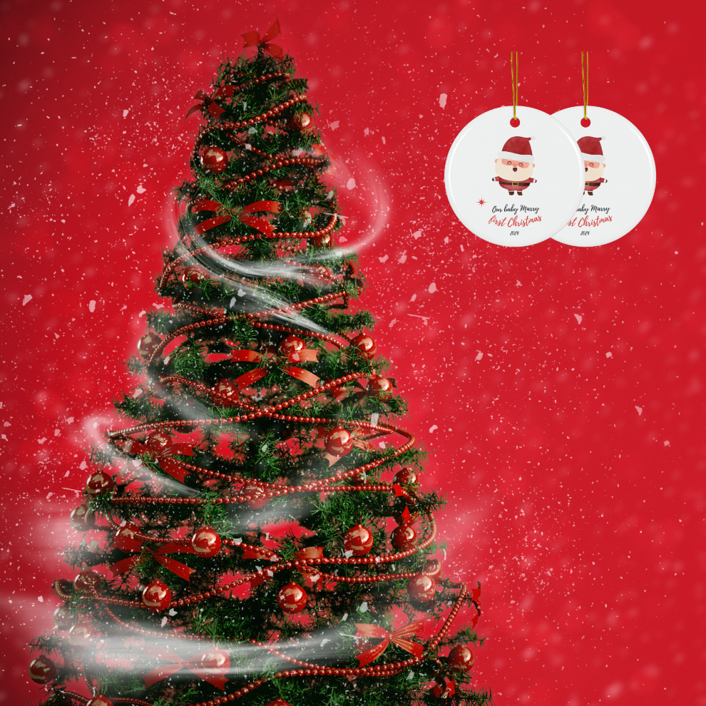 2025 Personalized Baby's First Christmas Circle Ceramic Ornament