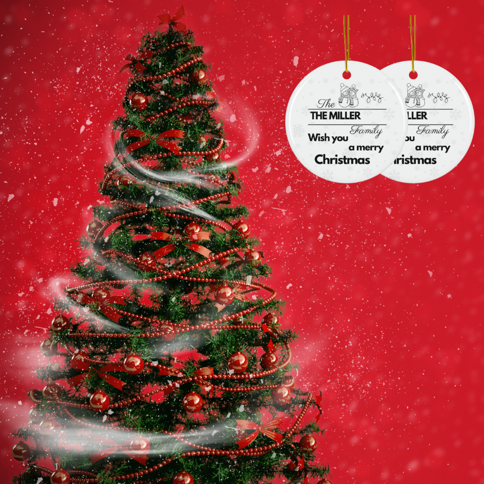 2025 Personalized Family Christmas Circle Ceramic Ornament
