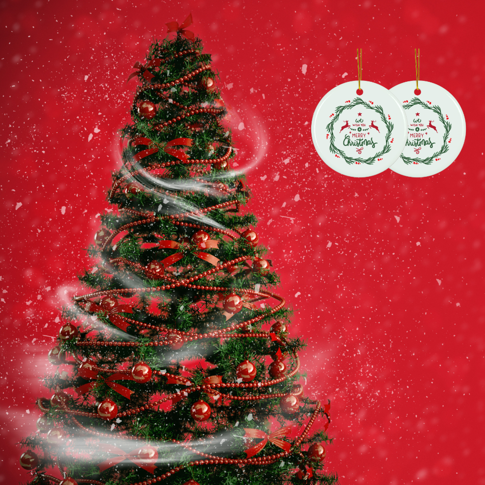 2025 Personalized Merry Christmas Circle Ceramic Ornament