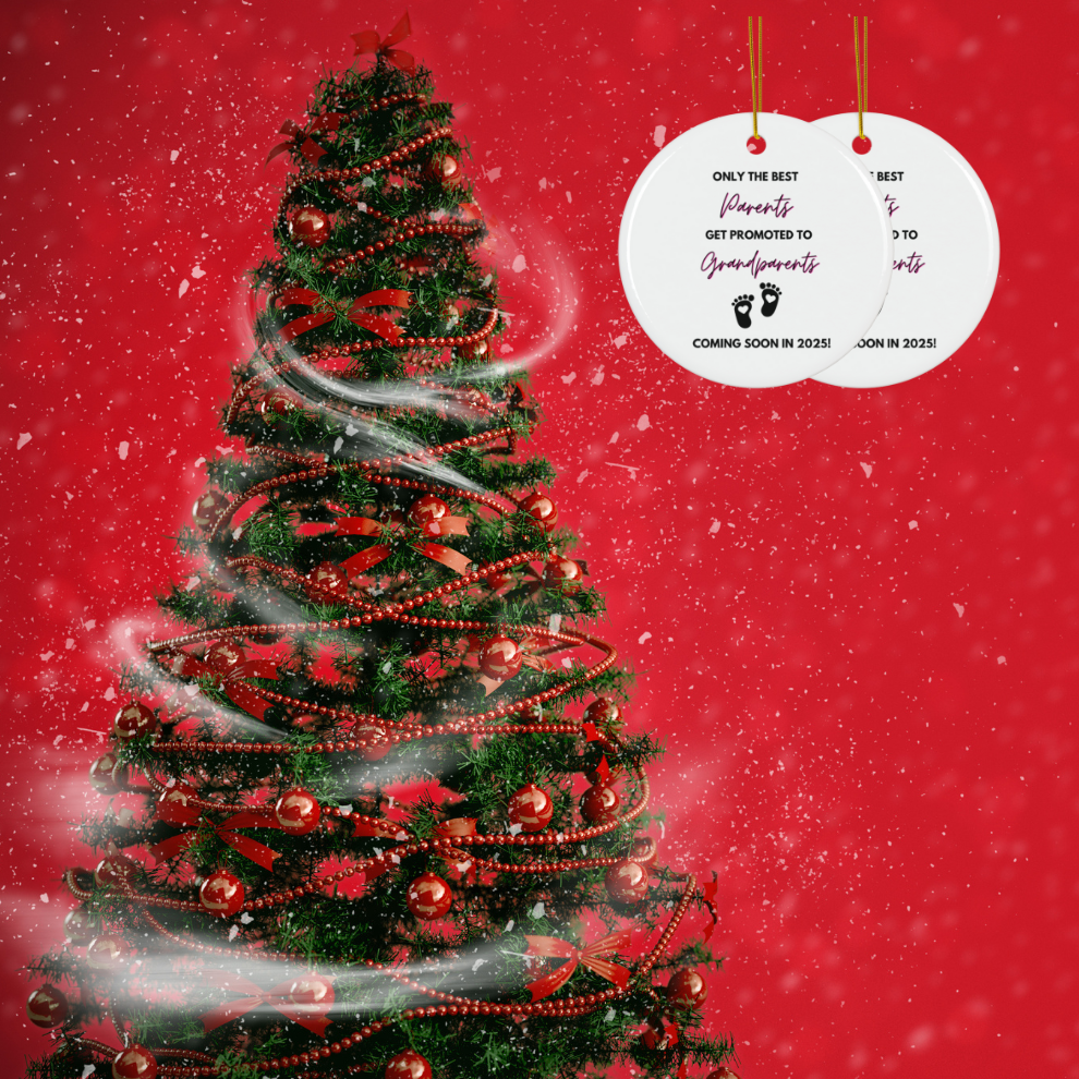 2025 Personalized Pregnant Christmas Circle Ceramic Ornament