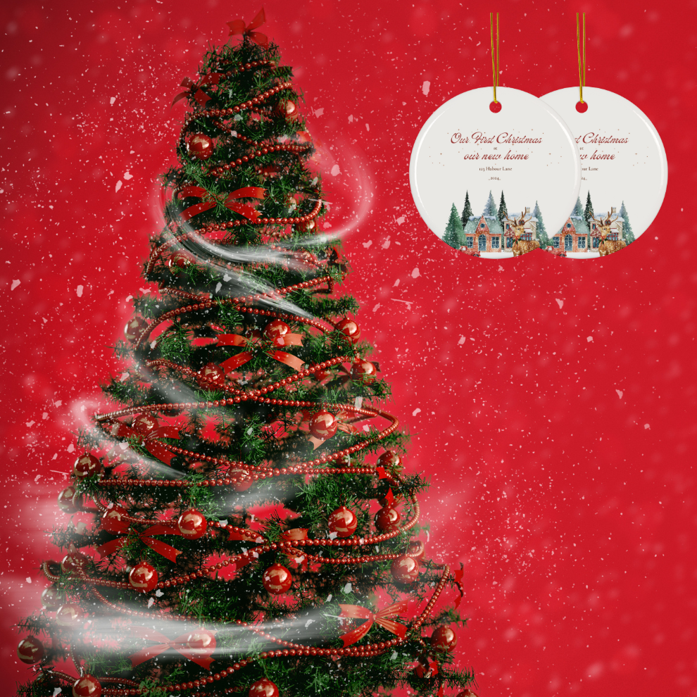 2025 Personalized New Home Christmas Circle Ceramic Ornament