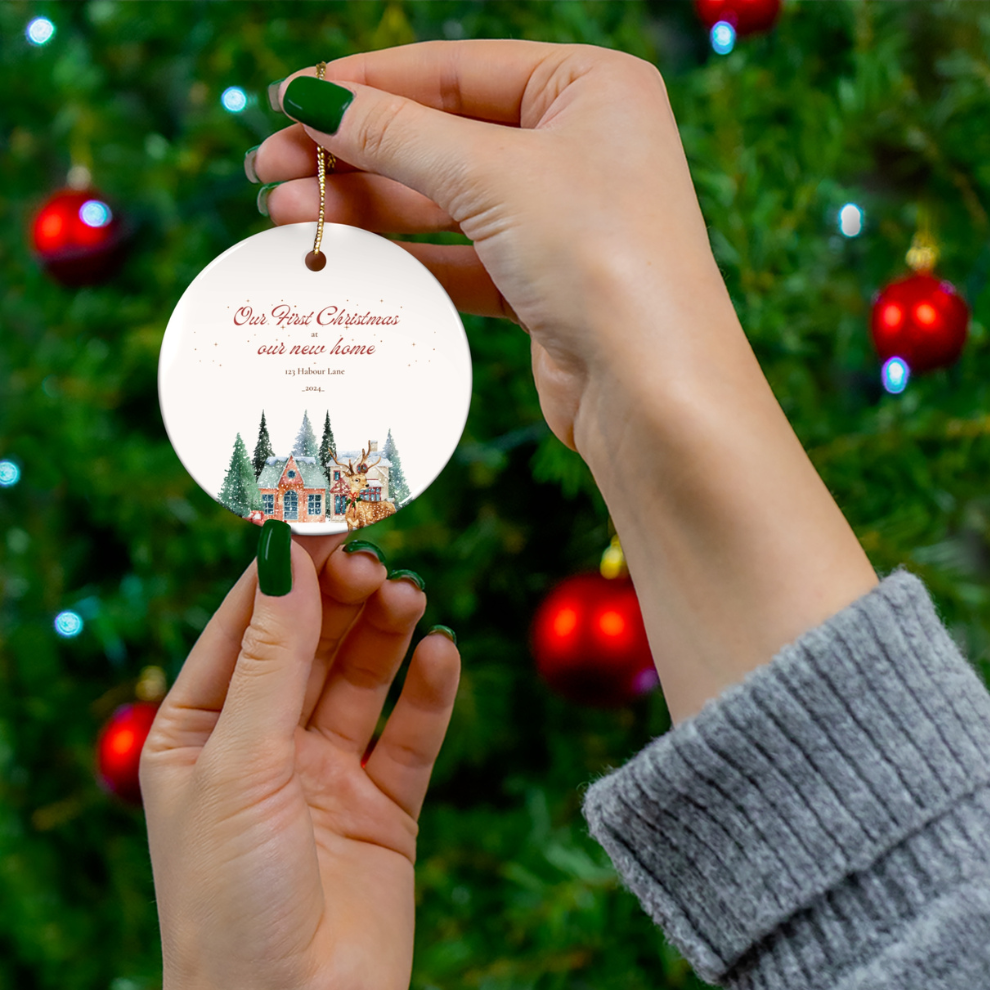 2025 Personalized New Home Christmas Circle Ceramic Ornament