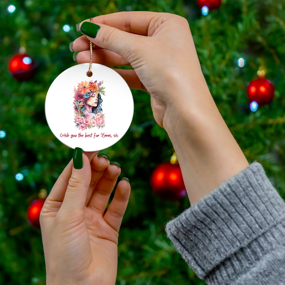 2025 Personalized Sisterhood Christmas Circle Ceramic Ornament