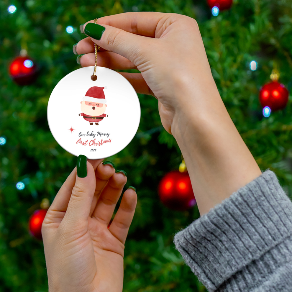 2025 Personalized Baby's First Christmas Circle Ceramic Ornament