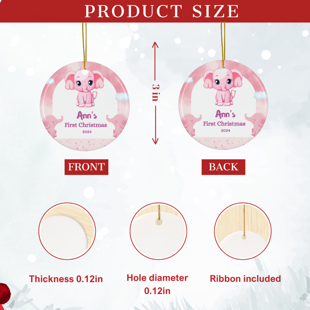 2025 Personalized Baby's First Christmas Circle Ceramic Ornament For Girl