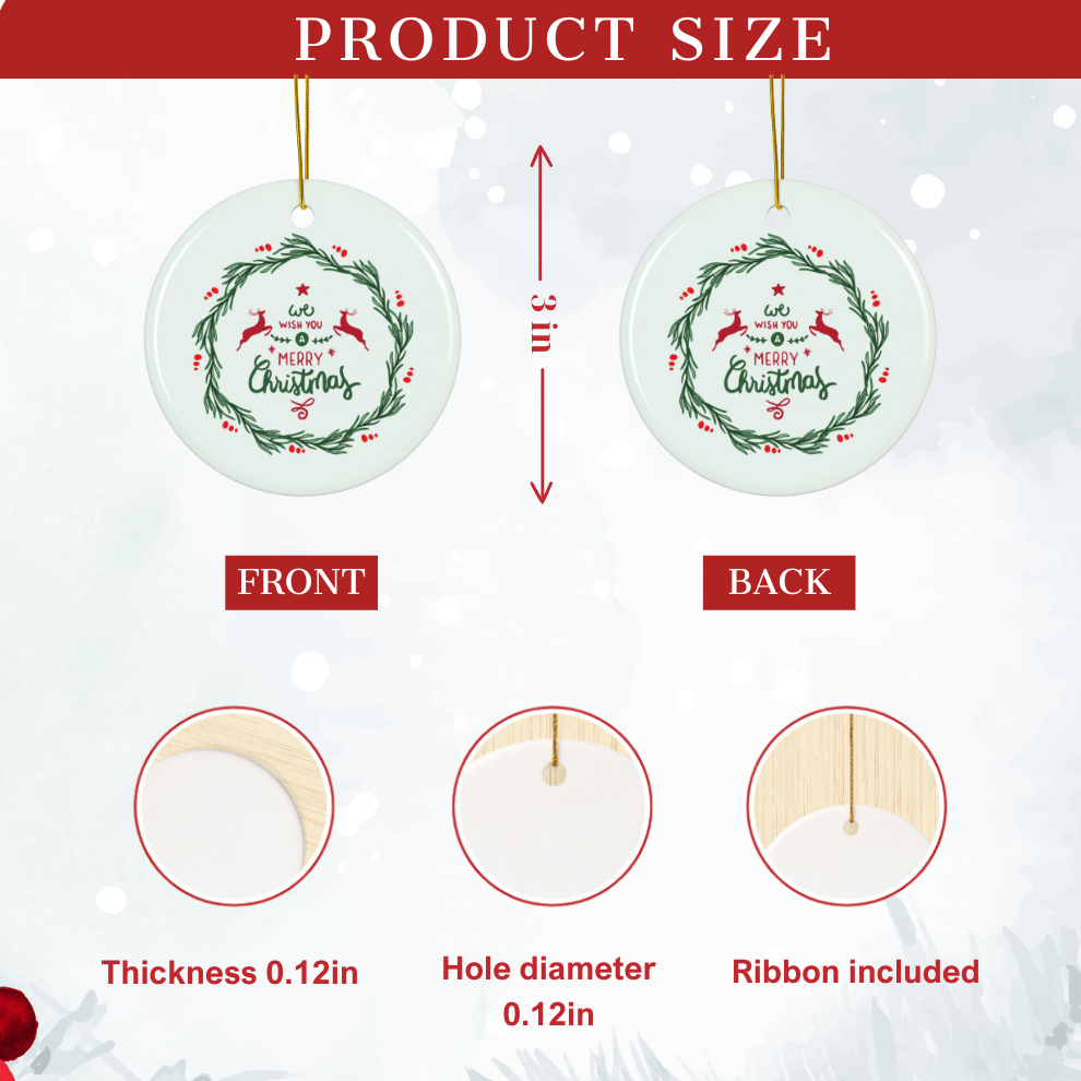 2025 Personalized Merry Christmas Circle Ceramic Ornament