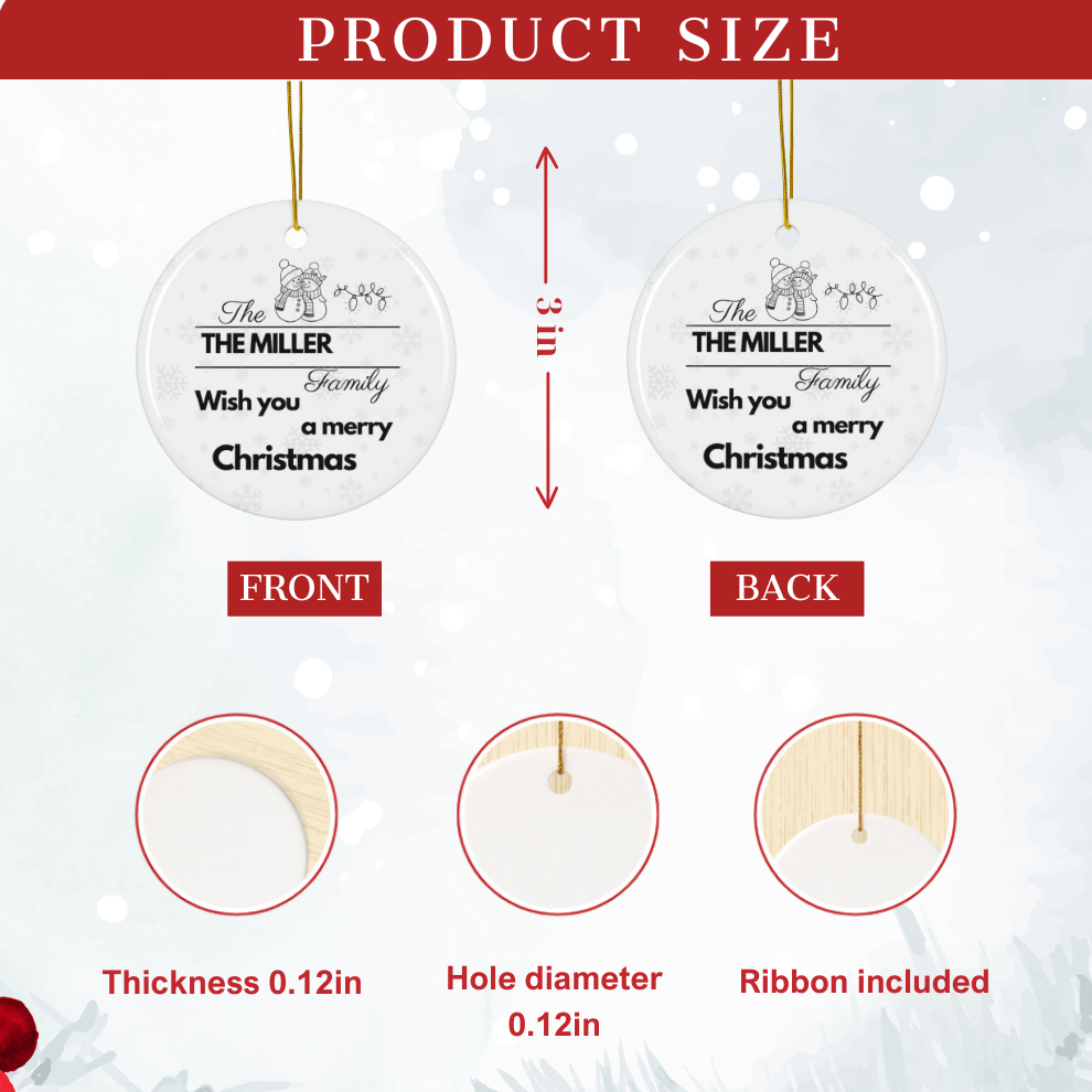 2025 Personalized Family Christmas Circle Ceramic Ornament