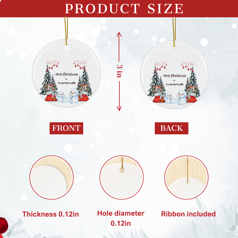 2025 Personalized First Christmas Married Circle Ceramic Ornament