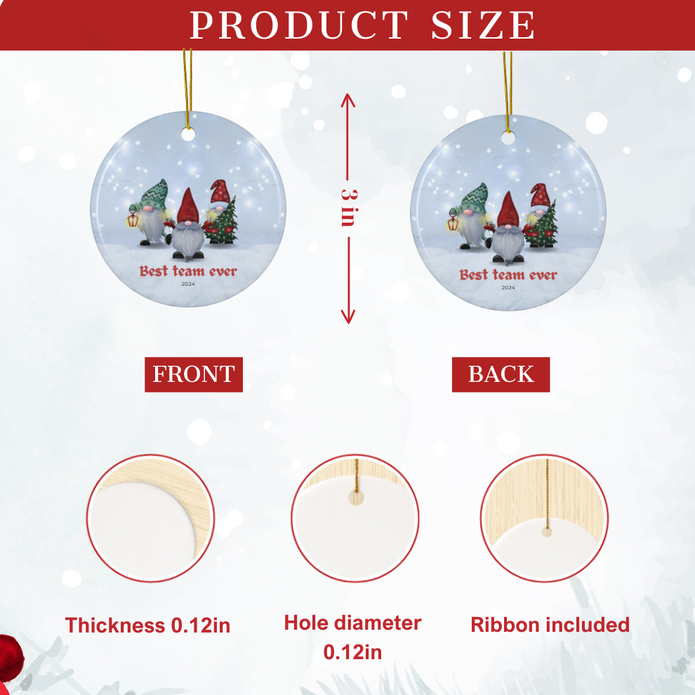 2025 Personalized Best Team Ever Christmas Circle Ceramic Ornament