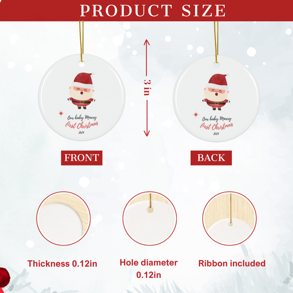 2025 Personalized Baby's First Christmas Circle Ceramic Ornament