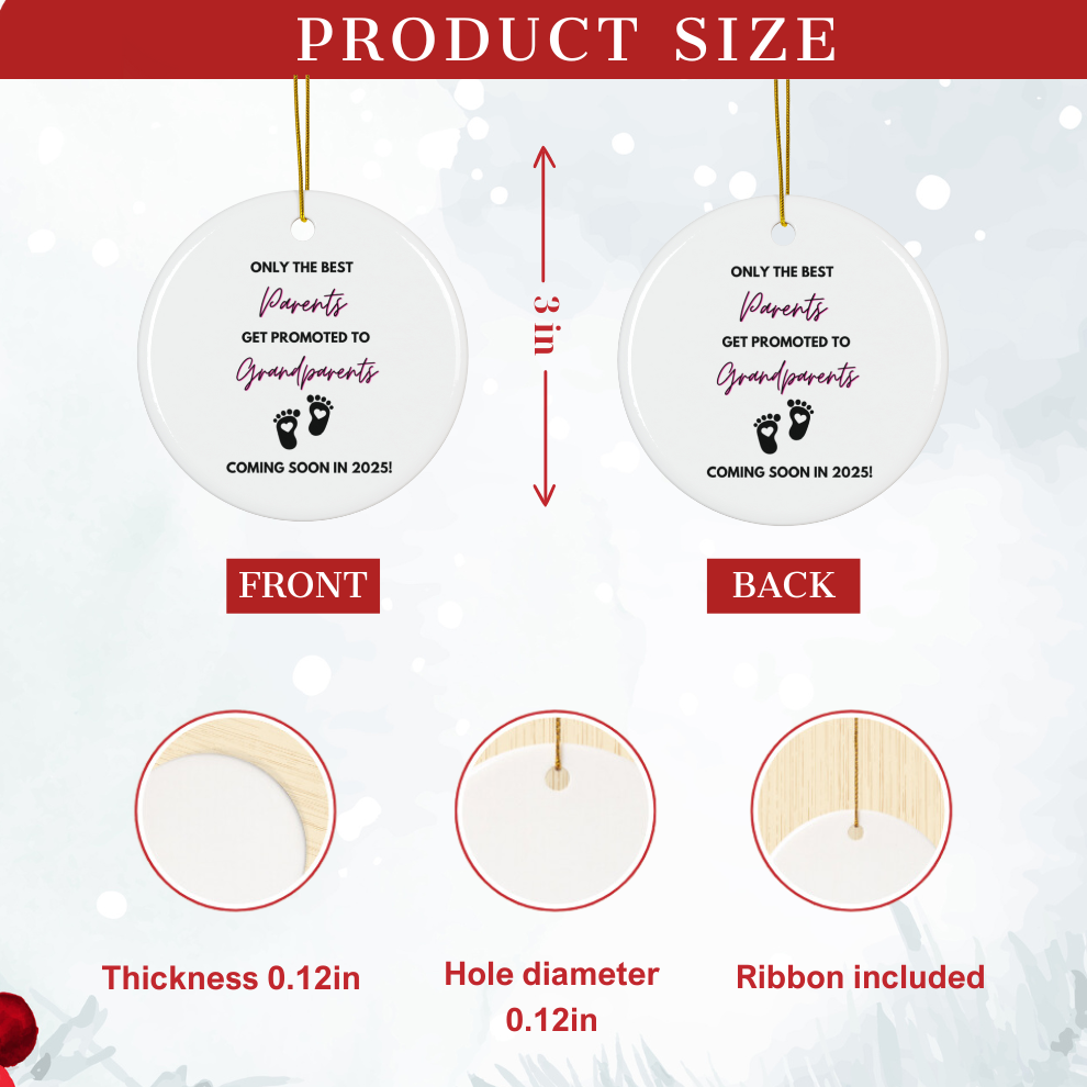 2025 Personalized Pregnant Christmas Circle Ceramic Ornament