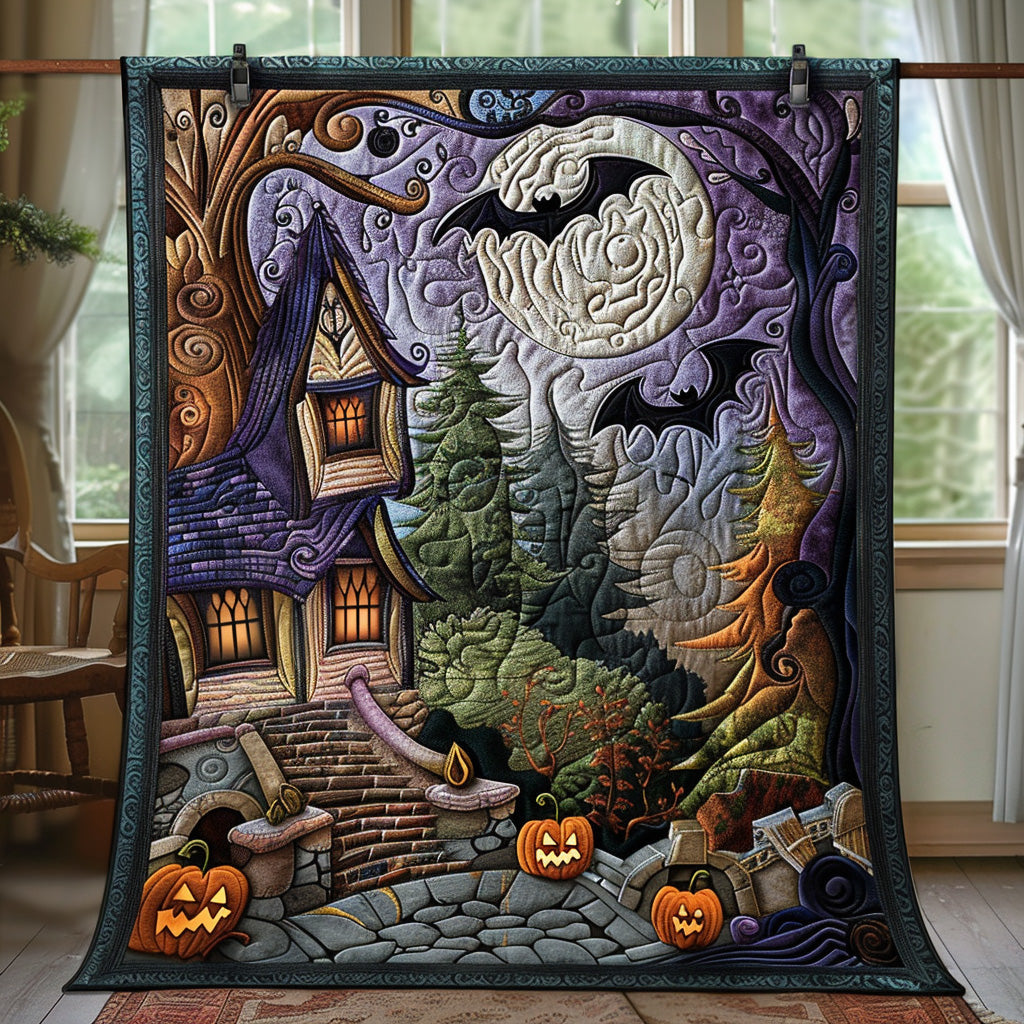 Spooky Cottage Quilted Blanket Spooky Throw Blanket Gifts For Halloween Lovers - Marykun