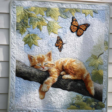 Springtime Cat Quilted Blanket Cute Throw Blanket Cute Turtle Themed Gifts - Marykun
