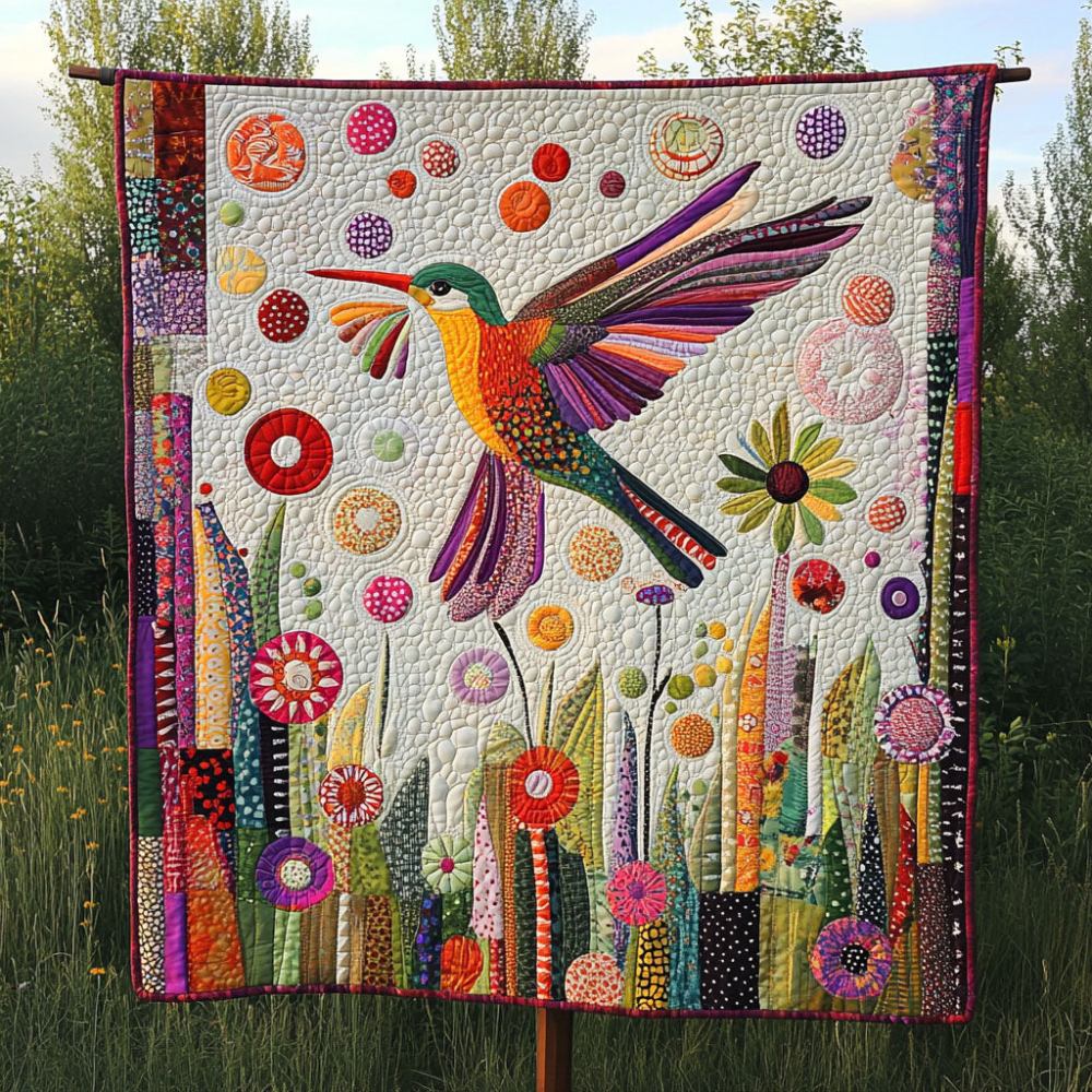 Springtime Wings Quilted Blanket Sofa Couch Throw Blanket Best Hummingbird Christmas Gifts - Marykun