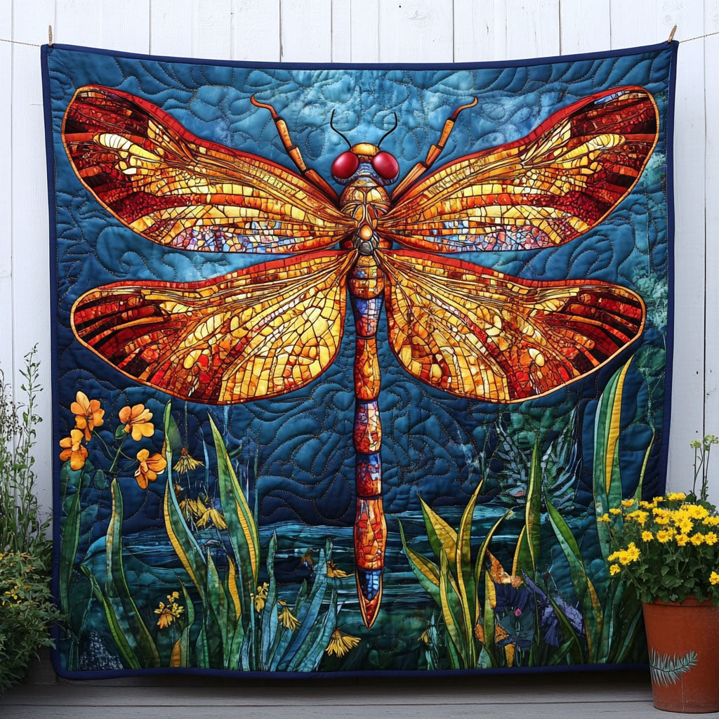 Stained Beauty Quilted Blanket Sofa Couch Throw Blanket Dragonfly Themed Gift Items - Marykun