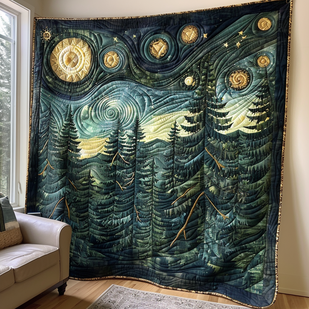 Starry Wood Quilted Blanket Cute Throw Blanket Cool Gifts For Fishing Lovers - Marykun