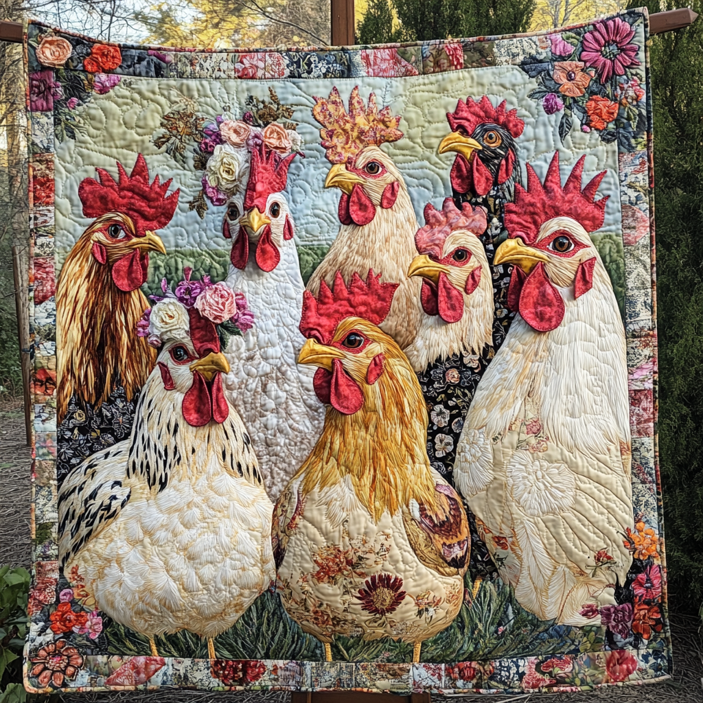 Stylish Hens Quilted Blanket Winter Decor Blanket Patriotic Christmas Gifts - Marykun