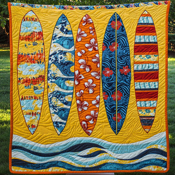 Summer Waves Quilted Blanket Bedroom Decor Christmas Surfing Gifts For Her - Marykun