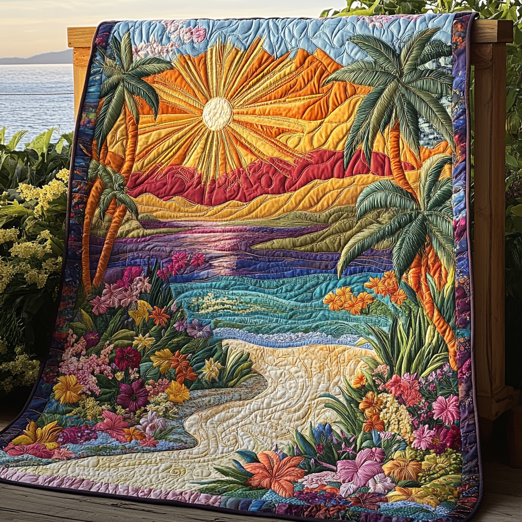 Sunburst Serenity Quilted Blanket Home Bedding Decor Best Gifts For Nature Lovers - Marykun