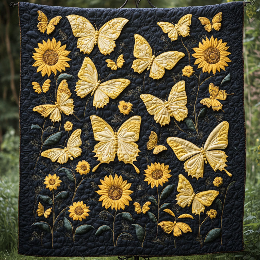Sunflower Butterflies Quilted Blanket Christmas Room Decor Sunflower Items For Gifts - Marykun