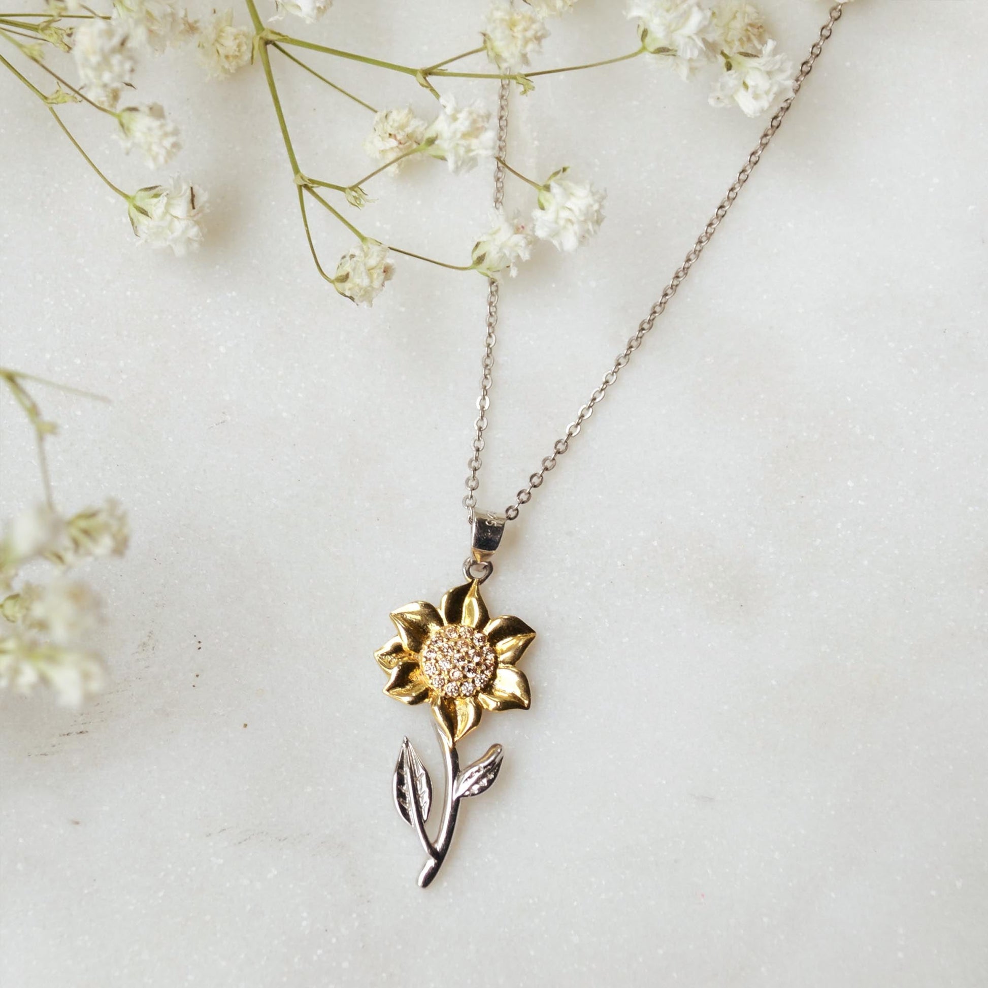 Sunflower Pendant Necklace Gift for Mom- All of my love wouldn’t be enough to thank you for all you’ve done