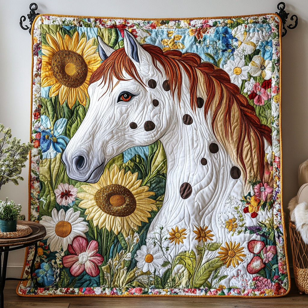 Sunlit Mane Quilted Blanket Best Throw Blanket Best Gifts For Horse Riders - Marykun