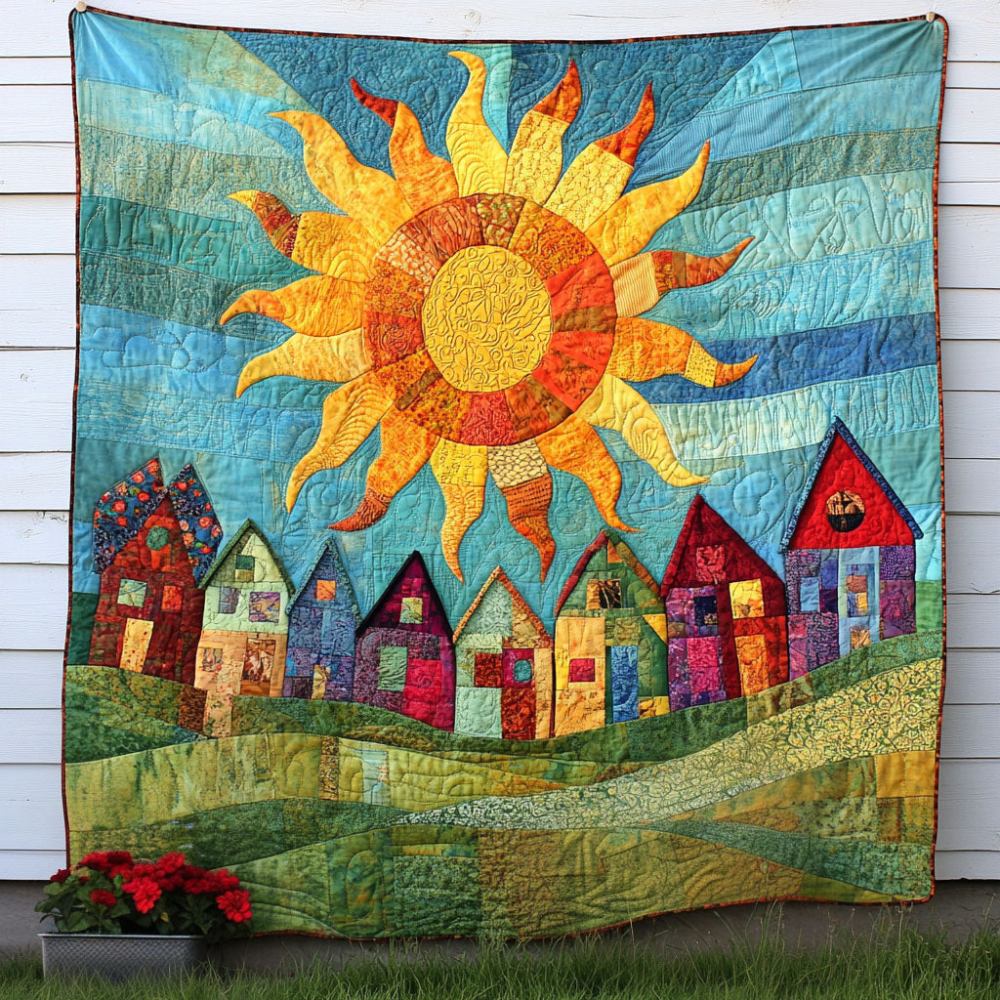 Sunny Blocks Quilted Blanket Cute Throw Blanket Best Dragonfly Gifts For Mom - Marykun