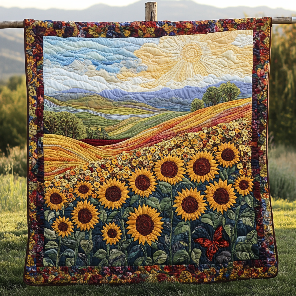 Sunny Days Quilted Blanket Winter Decor Blanket Sunflower Gifts For Friends - Marykun