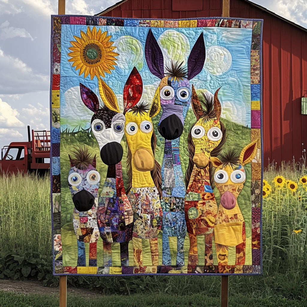 Sunny Donkeys Quilted Blanket Cool Throw Blanket Gifts For Donkey Owners - Marykun