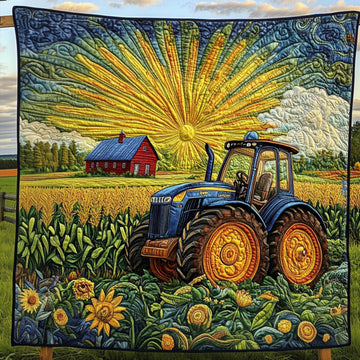 Sunrise Fields Quilted Blanket Sofa Couch Throw Blanket Christmas Gifts For Tractor Lovers - Marykun