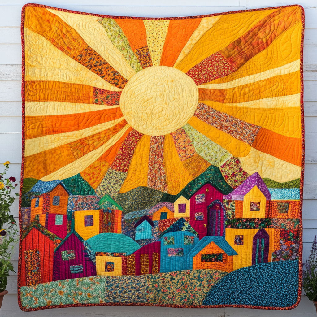 Sunrise Village Quilted Blanket Cute Bedroom Ideas Great Dragonfly Lover Gifts - Marykun