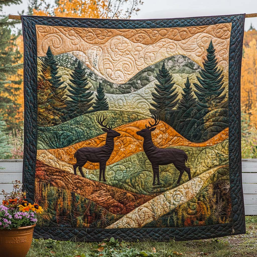 Sunset Antlers Quilted Blanket Best Throw Blanket Duck Themed Gifts - Marykun