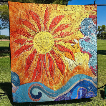 Sunset Blossom Quilted Blanket Home Bedding Decor Gift Ideas For Bear Lovers - Marykun