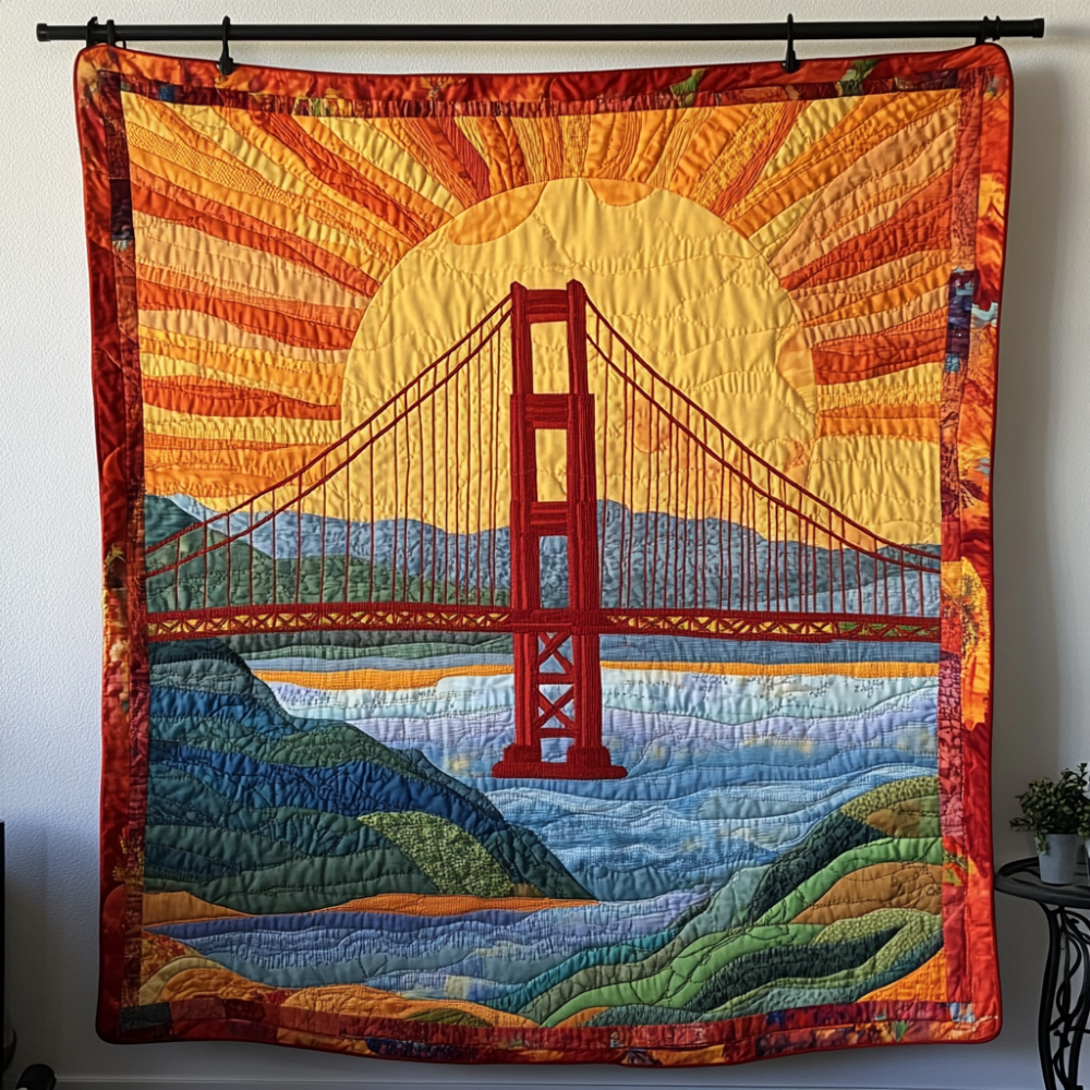 Sunset Bridge Quilted Blanket Best Couch Throw Blanket Best Gifts For Nature Lovers - Marykun