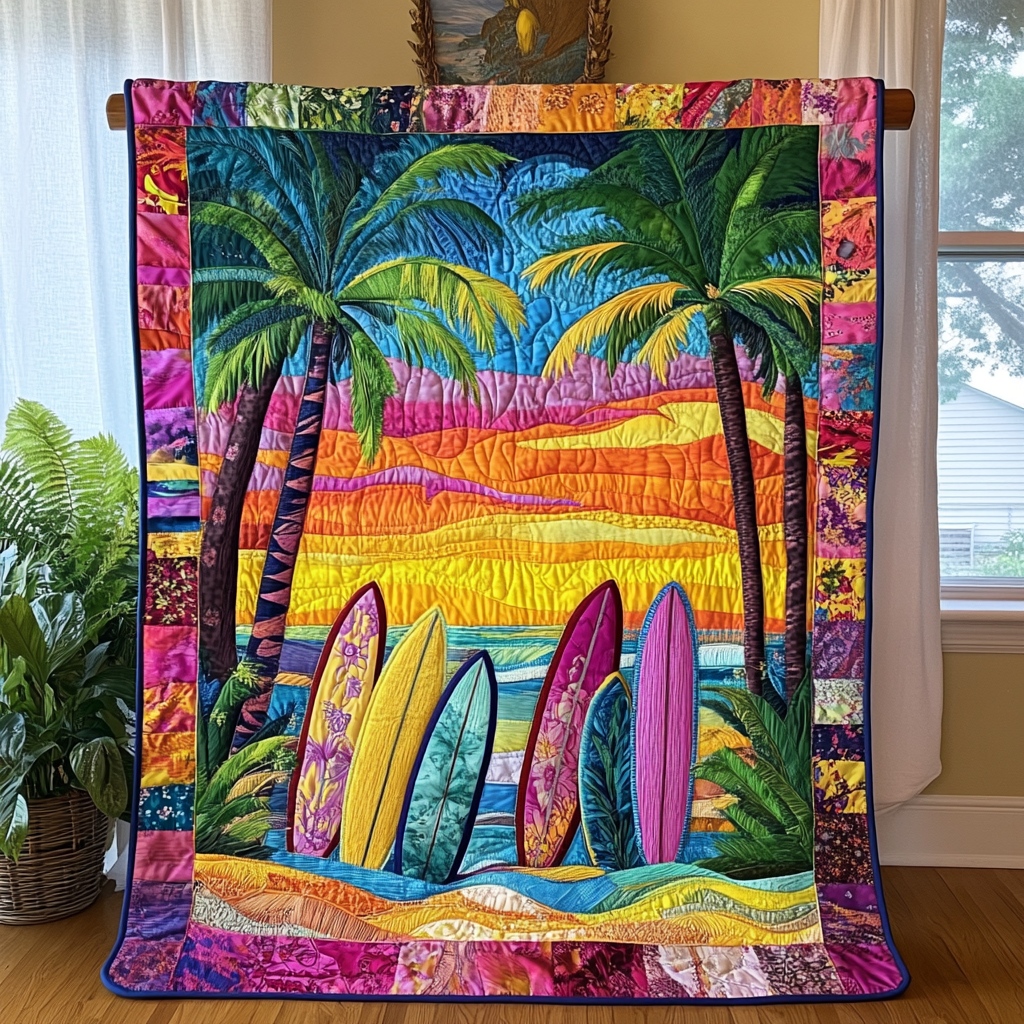 Sunset Surfboards Quilted Blanket Cute Bedroom Ideas Summer Beach Themed Stuff - Marykun