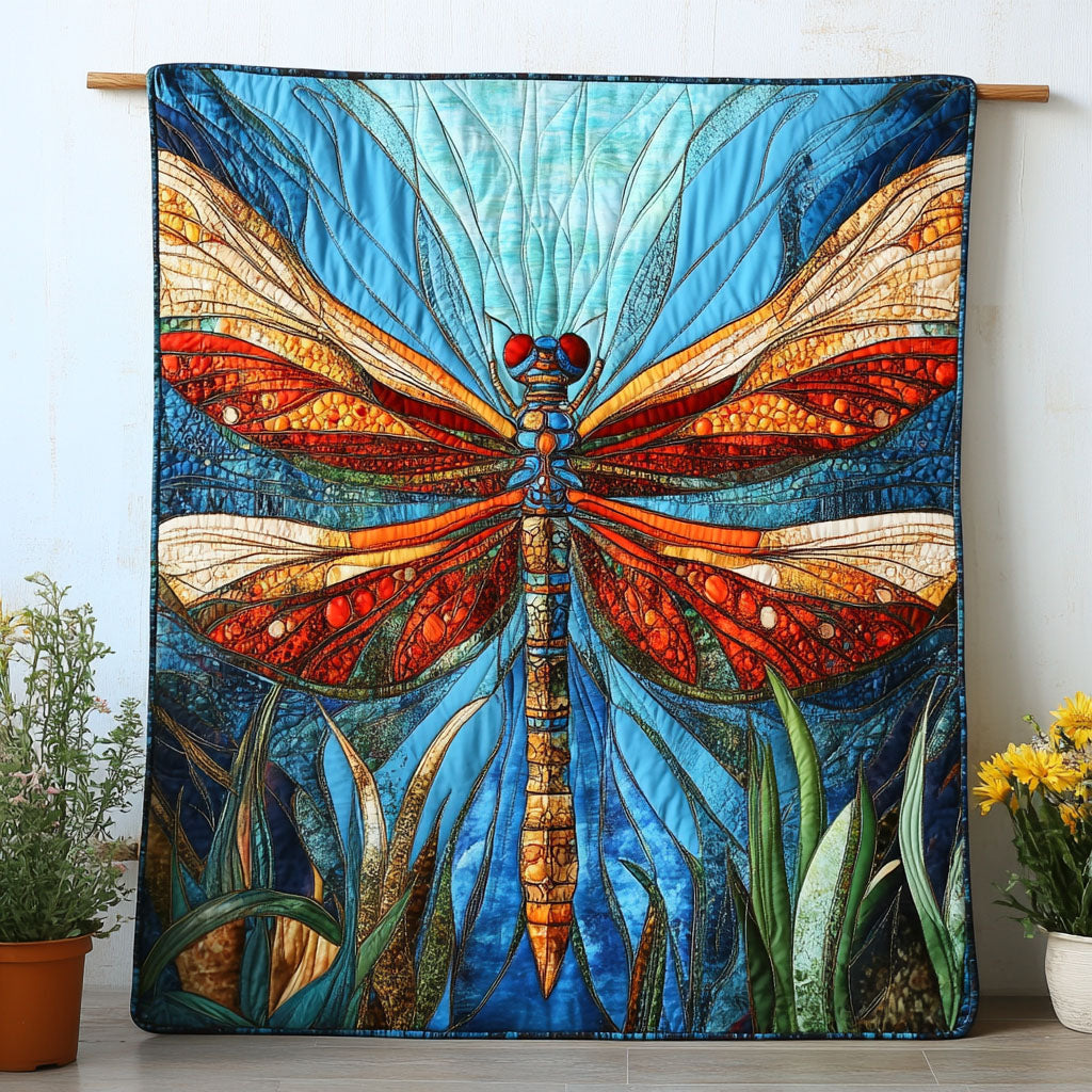 Sunset Wings Quilted Blanket Best Couch Throw Blanket Dragonfly Gifts For Women - Marykun