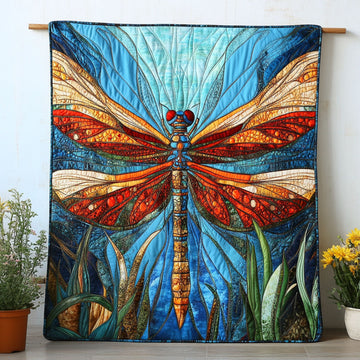 Sunset Wings Quilted Blanket Best Couch Throw Blanket Dragonfly Gifts For Women - Marykun