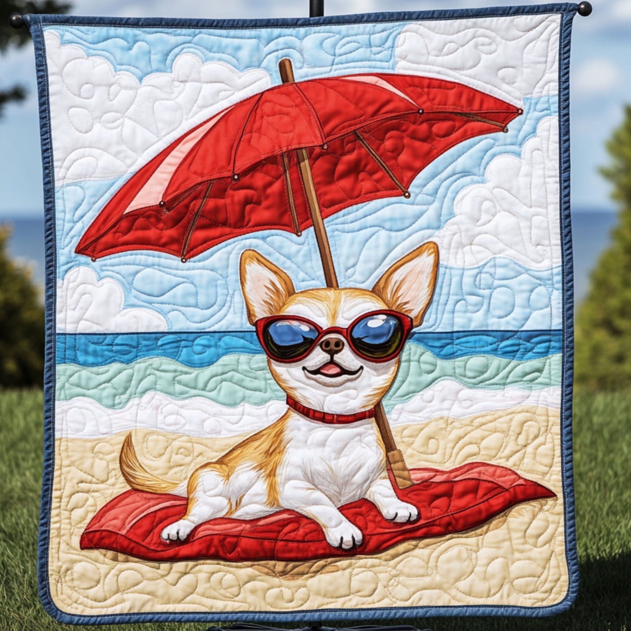 Sunshine Bliss Quilted Blanket Christmas Holiday Chihuahua Gifts Items - Marykun