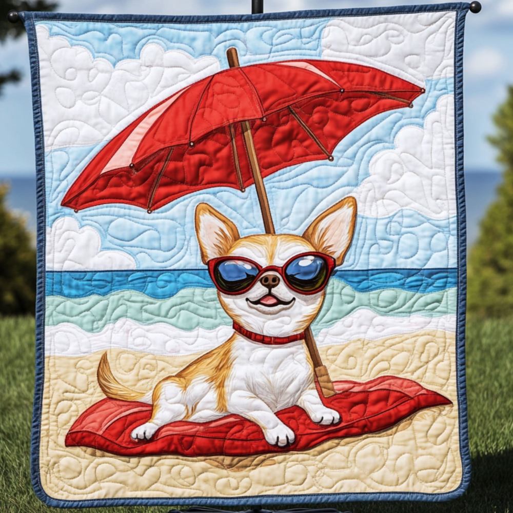 Sunshine Bliss Quilted Blanket Christmas Holiday Chihuahua Gifts Items - Marykun