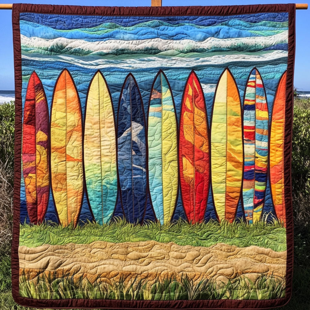 Surfboard Paradise Quilted Blanket Christmas Throw Blanket Great Gifts For Surfers - Marykun