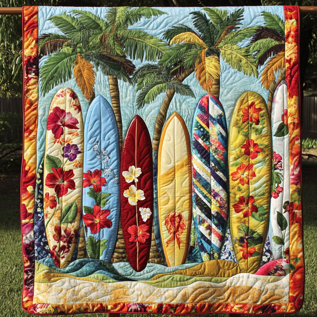 Surfing Fun Quilted Blanket Cute Throw Blanket Gifts For A Surfer Dude - Marykun