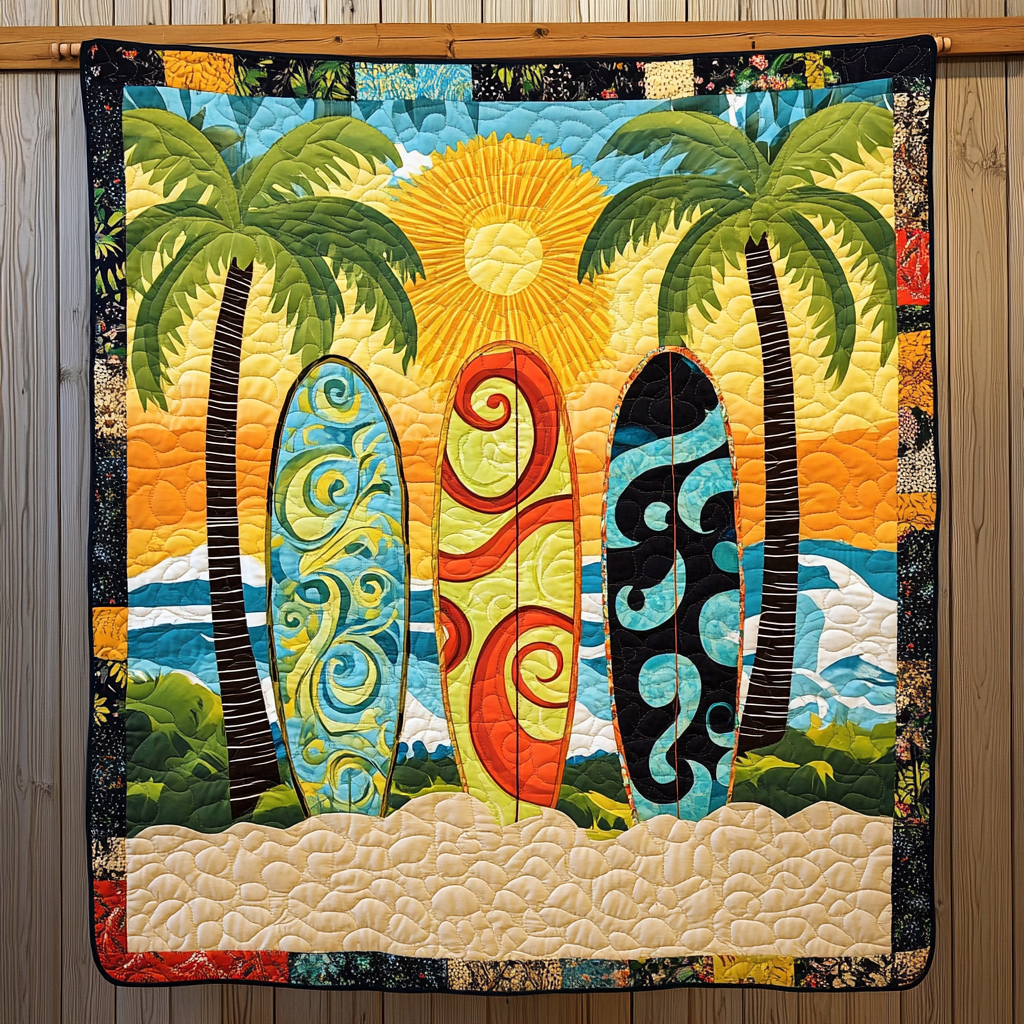Swirl Wavescape Quilted Blanket Christmas Holiday Christmas Gifts For Beach Goers - Marykun