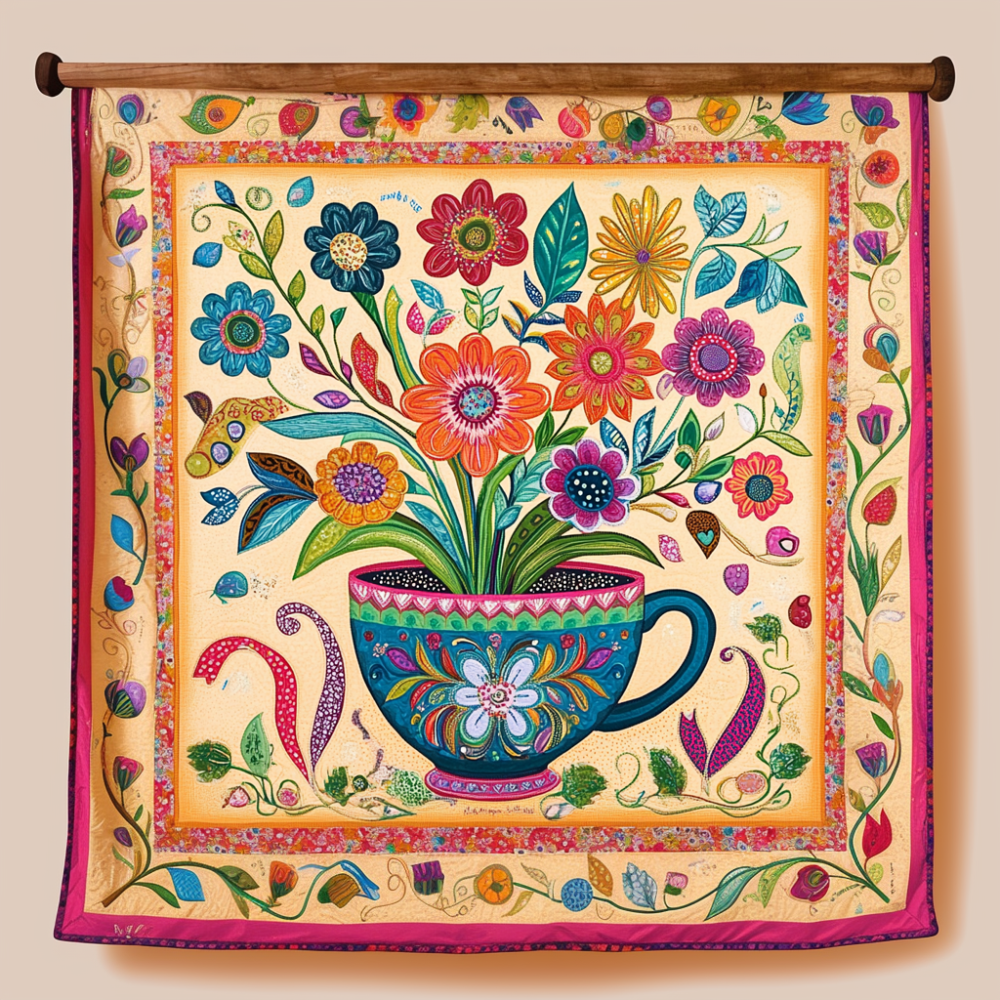 Tea Petals Quilted Blanket Sofa Couch Throw Blanket Mexican Inspired Gifts - Marykun