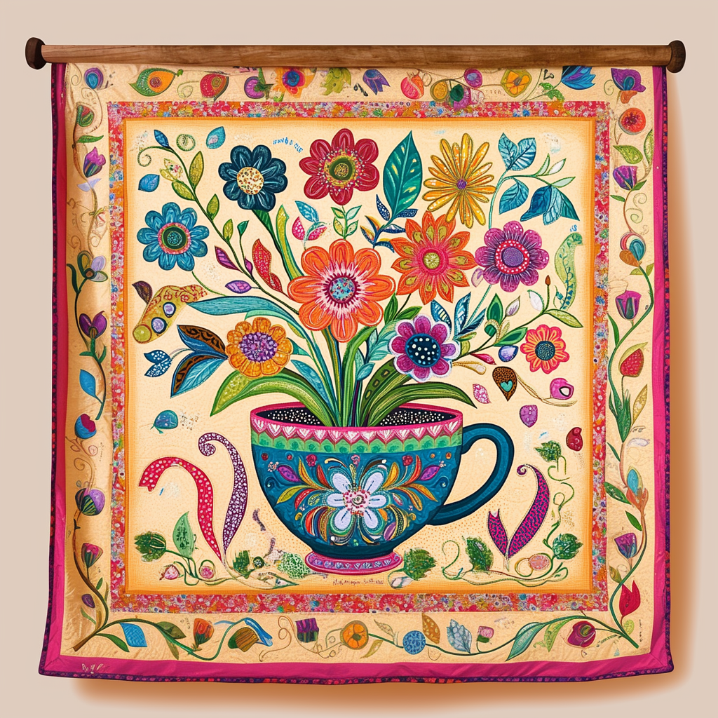 Tea Petals Quilted Blanket Sofa Couch Throw Blanket Mexican Inspired Gifts - Marykun