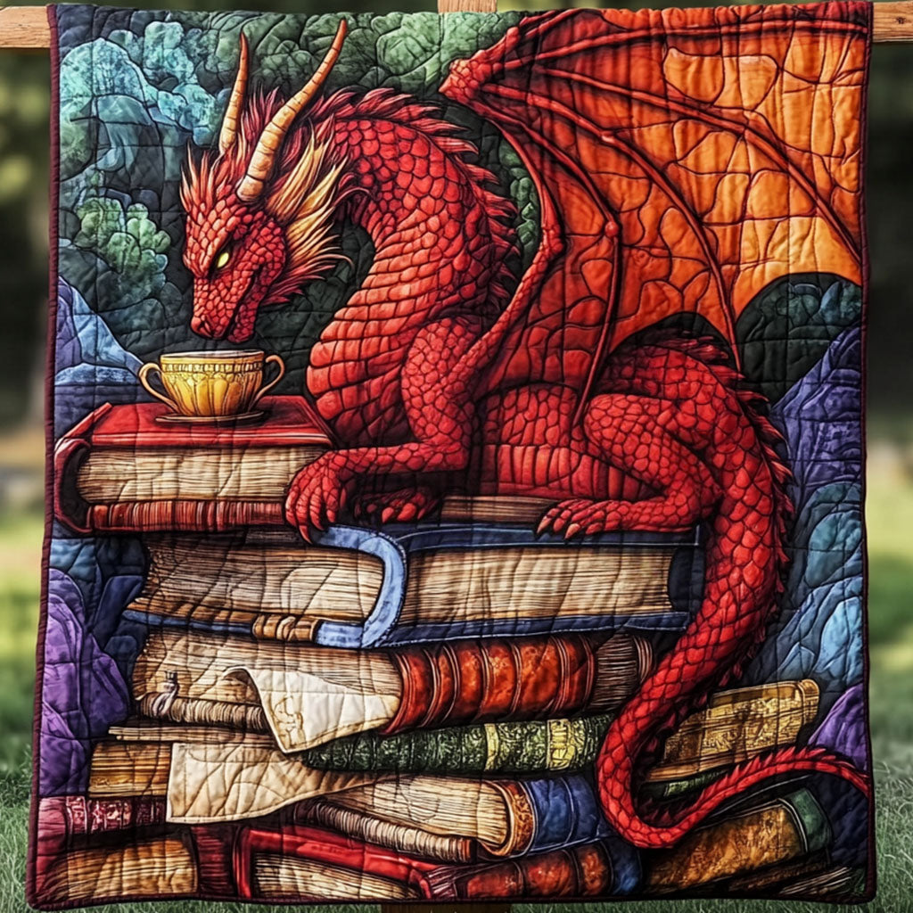 Teacup Flame Watcher Quilted Blanket Christmas Holiday Dragon Gifts For Dad - Marykun