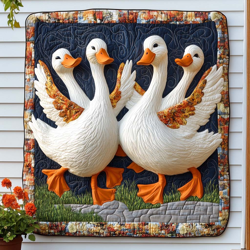 Tender Duck Hugs Quilted Blanket Best Couch Throw Blanket Gift Ideas For Duck Lovers - Marykun