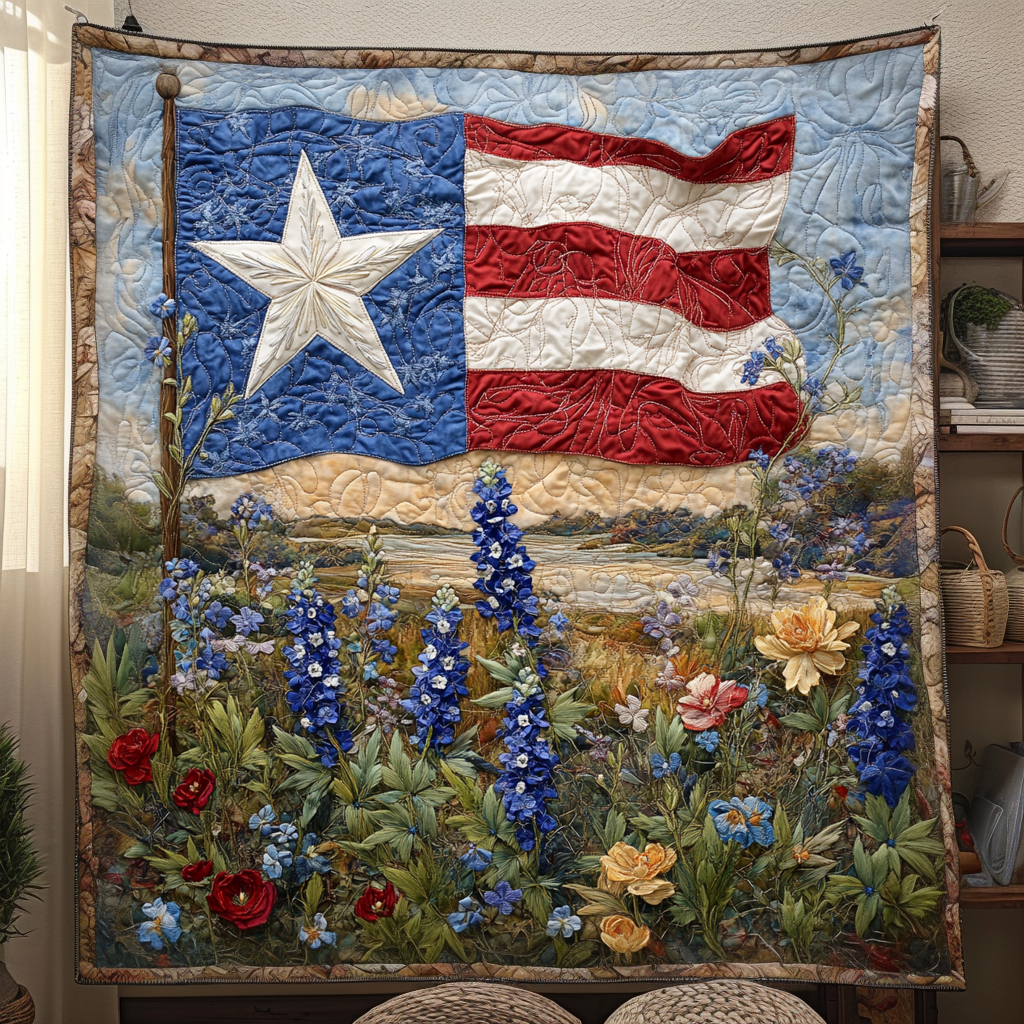 Texas Bluebonnet Bliss Quilted Blanket Best Throw Blanket Family Christmas Gifts - Marykun